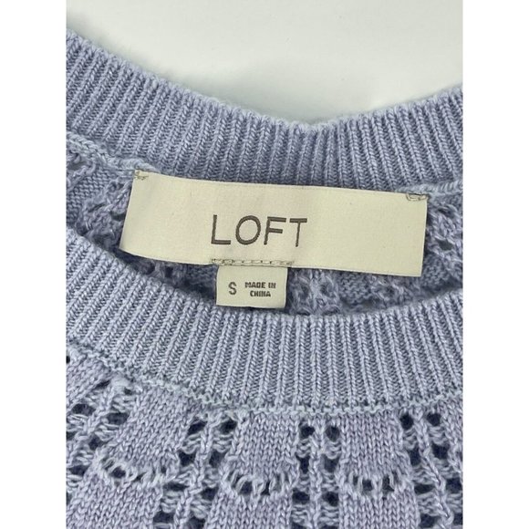 Ann Taylor Loft Women's Long Sleeve Blue Knit Sweater Open Fan Pattern Size S - Picture 5 of 10